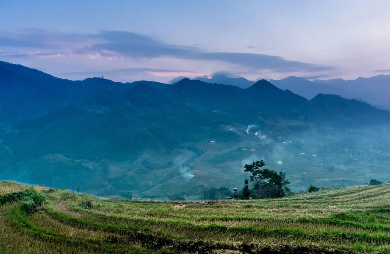 A view of the mountains from above.